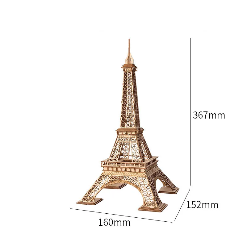 DIY 3D деревянные животные строительные головоломки игра в сборке игрушка подарок для детей и взрослых модель наборы колесо обозрения фортепиано самолет игрушка для рисования - Цвет: Eiffel tower