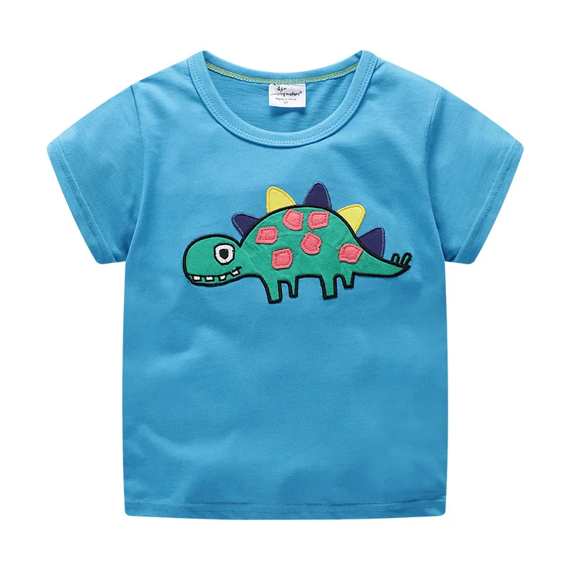 

2019 New Kids Dinosaur Pattern Casual Tees baby Boy and Girl Short Sleeve T-Shirt Children Clothing Cotton Round Collar Tops Boy