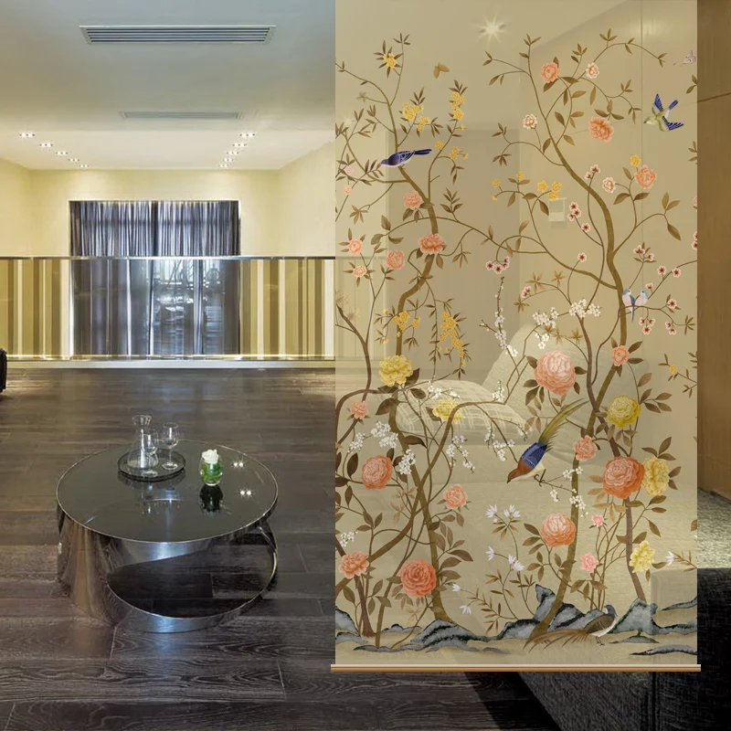 Diseños de patrones de pantalla de Biombo para habitación con cortina de partición de ventana translúcida suave para sala de estar