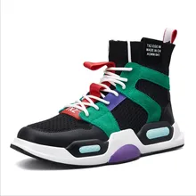 Осенняя мужская Скейтбординг; теплые ботинки с высокими берцами в стиле «хип-хоп» ткань кроссовки на шнуровке Атлетическая спортивная обувь для улицы трусцой лодыжки Бо