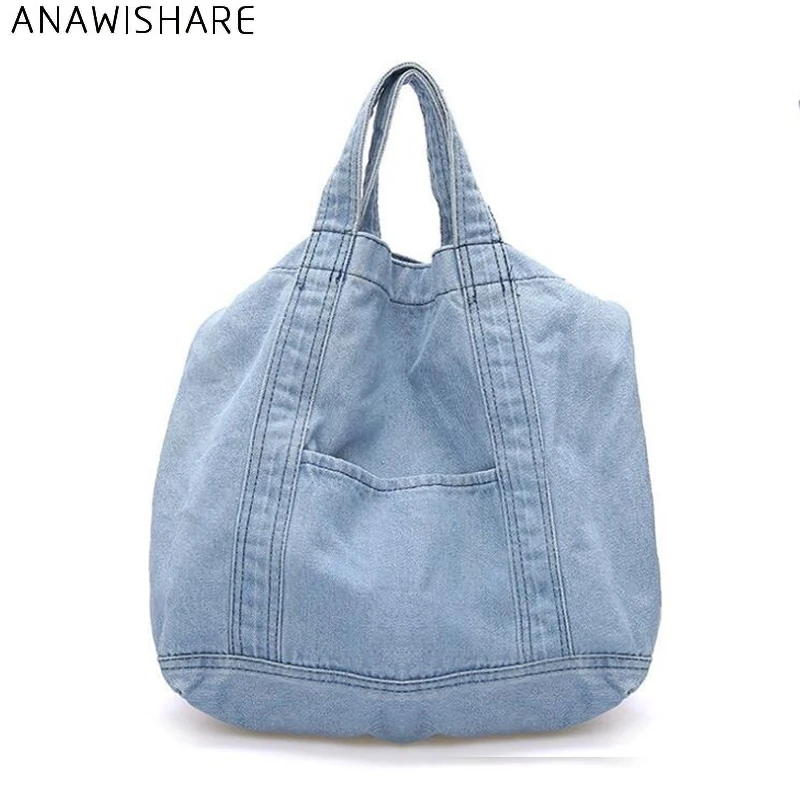 

ANAWISHARE Women Handbag Large Shoulder Bag Female Denim Tote Casual Crossbody Bag For Women Messenger Bag Bolsa Feminina Bolsos