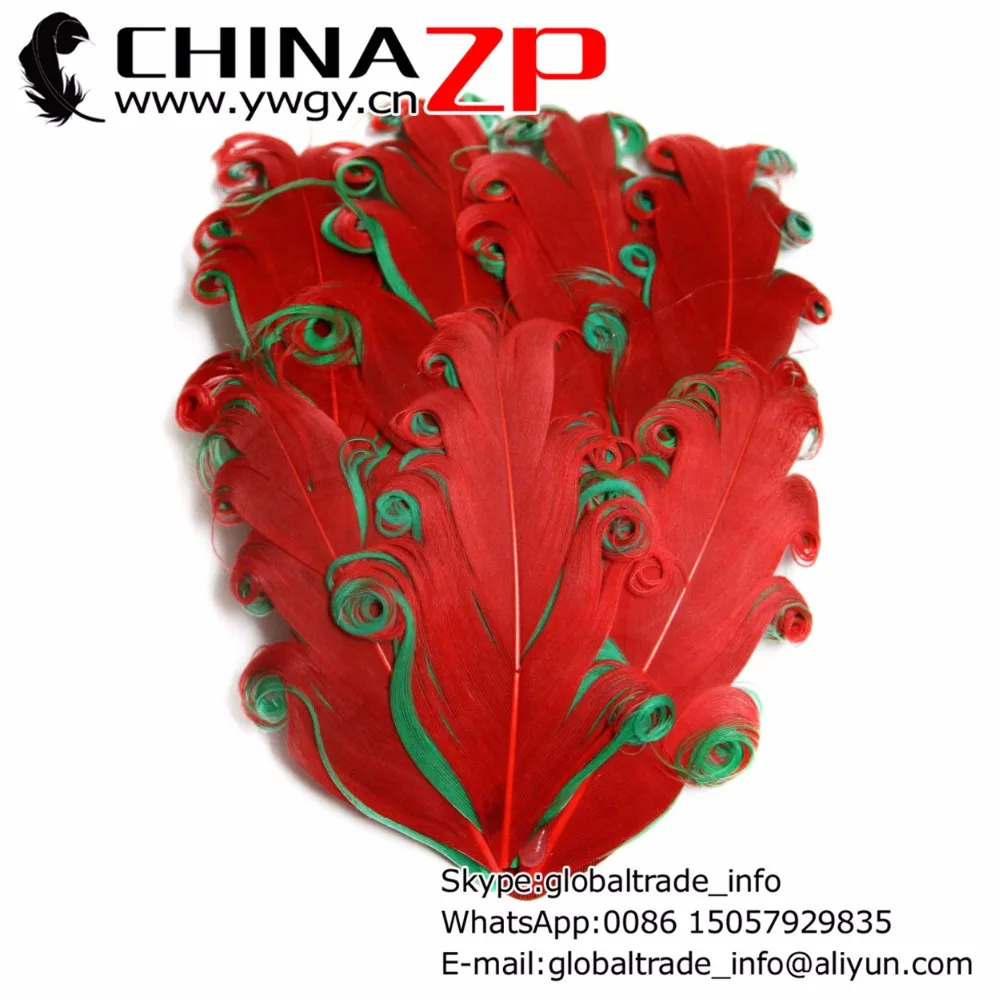 

CHINAZP Factory 50pcs/lot Beautiful Christmas Red and Emerald Curled Nagorie Headband Goose Feather Pad