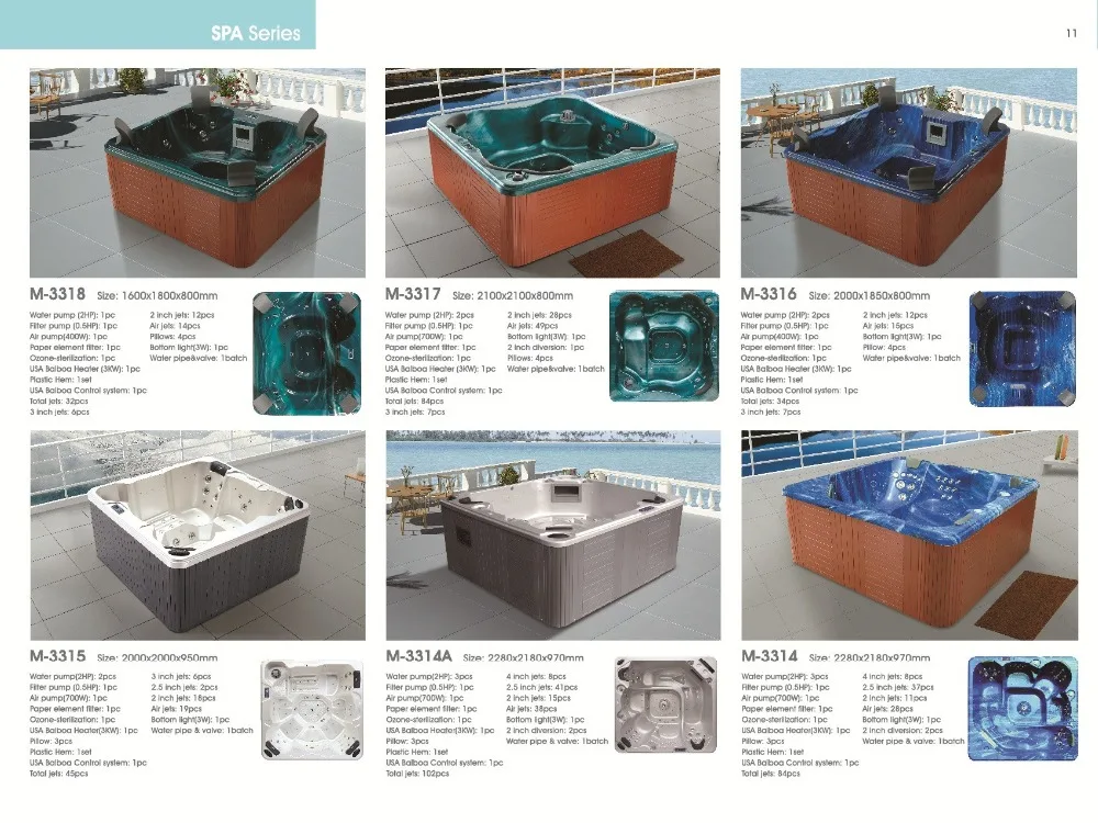 Роскошный специальная конструкция 2,2 метра открытая гидромассажная Ванна 4-6 человек Джакузи горячая спа-ванна M-3321A