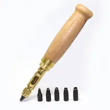 Автоматический винтовой круглый Дырокол ручной работы авто кожаный инструмент для книги сверло 6 наконечников Размер 1,5-4 мм для шитья кожаной бумаги ремесло комплект