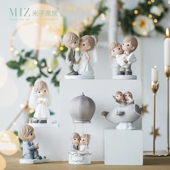 

Miz Wedding Decoration Couple Figure Cartoon Statue Wedding Decor Bride and Groom Cake Topper Home Decoration Accessories