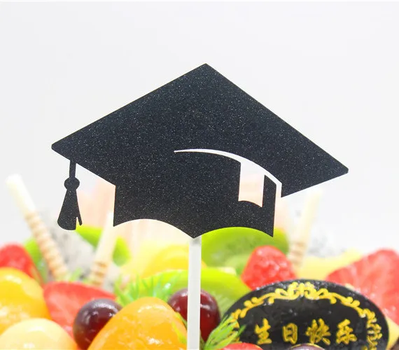 1pc Graduation Cake Flag Creative Bachelor Cap Topper Flags PH.D Hat Cake Flags For Graduation Party Cake Baking Decoration