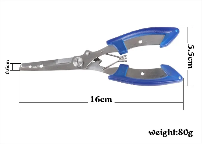 Рыболовные плоскогубцы, ножницы, леска, резак для удаления крючков, снасти из нержавеющей стали, оранжевый, синий цвет, с мешочком, плоскогубцы с разъемным кольцом