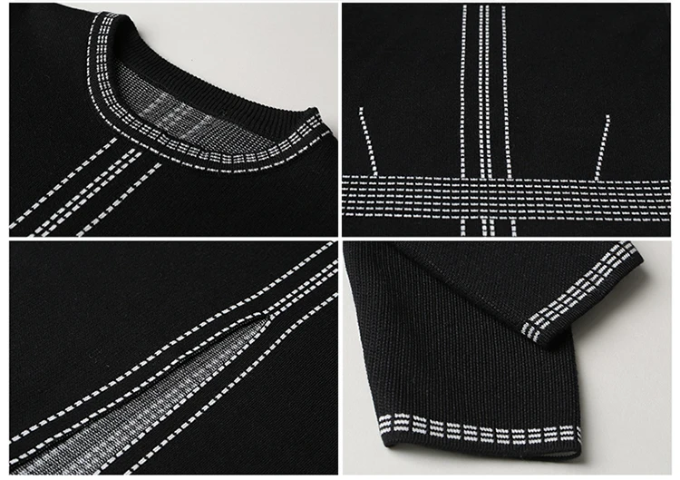 New Women Europe and the United States small Hong temperament wild little black dress long-sleeved backing knit dress tide (6)