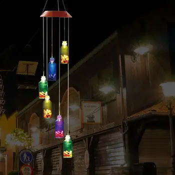 

Solar Powered LED Wind Chime Portable Color Changing Spiral Spinner Wind Chime Outdoor Decorative Windbell Light Garden Yard