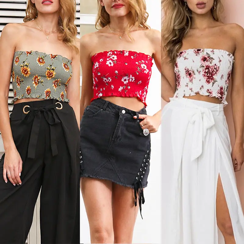 

2018 Summer New Style Fashion Casual Print Women Summer Vest Crop Top Sleeveless Casual Floral Tank