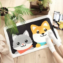 Фланелевые приветственные напольные коврики животное милое масло собака печатный коврик для ванной комнаты Придверные коврики для гостиной Противоскользящий коврик