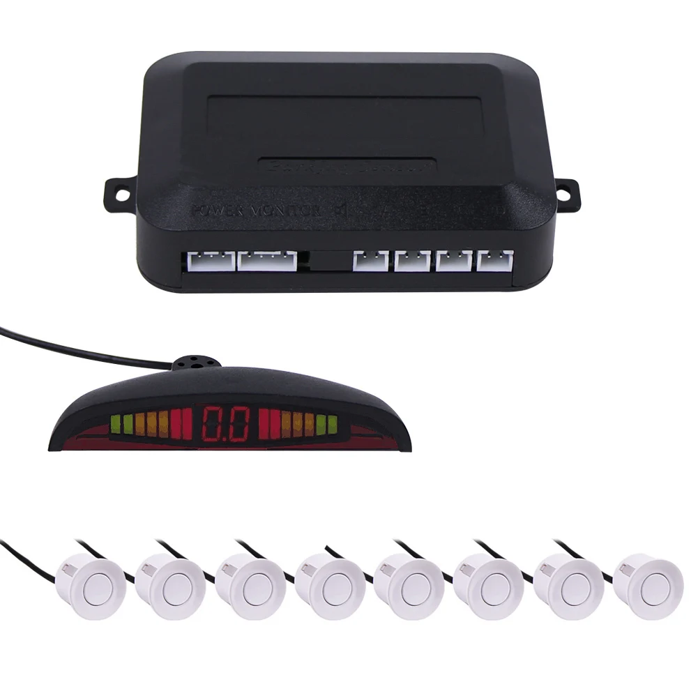 

22mm LED Display Car Parking Sensor Kits 8 Sensors Car Radar Detector Backup Radar Monitor System Hole Reverse Assistance New