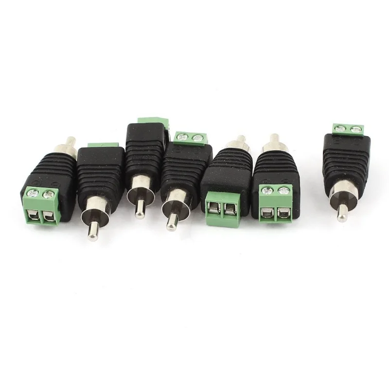 7 x CCTV UTP Аудио AV RCA male, видео балун Винтовая клемма, зеленый, черный