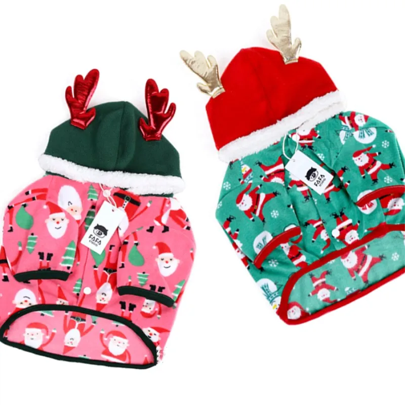

Pets Dogs Products Christmas Apparel Winter Warm Clothes Frenchie Bulldogs Pugs Santa Hoodies