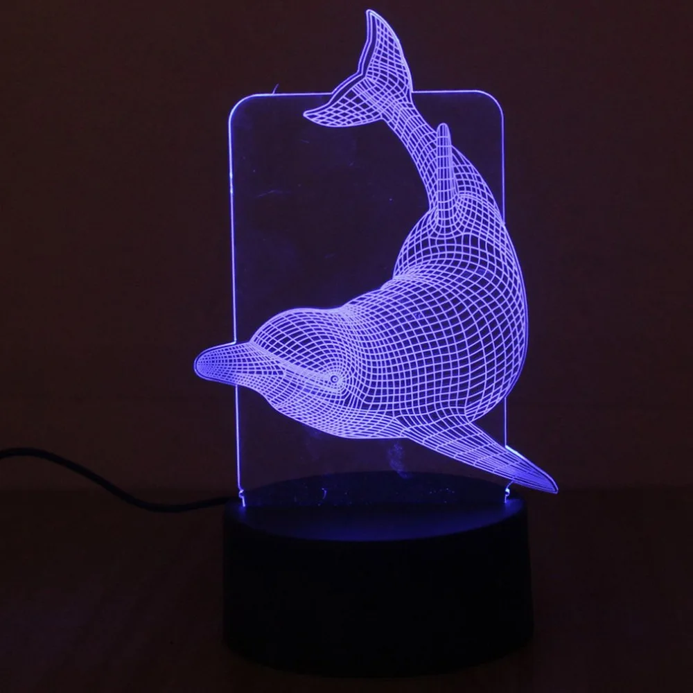 3D лампа светодиодный ночник в форме животных сенсорная настольная лампа 7 цветов меняющая настольная лампа стереоскопическое освещение
