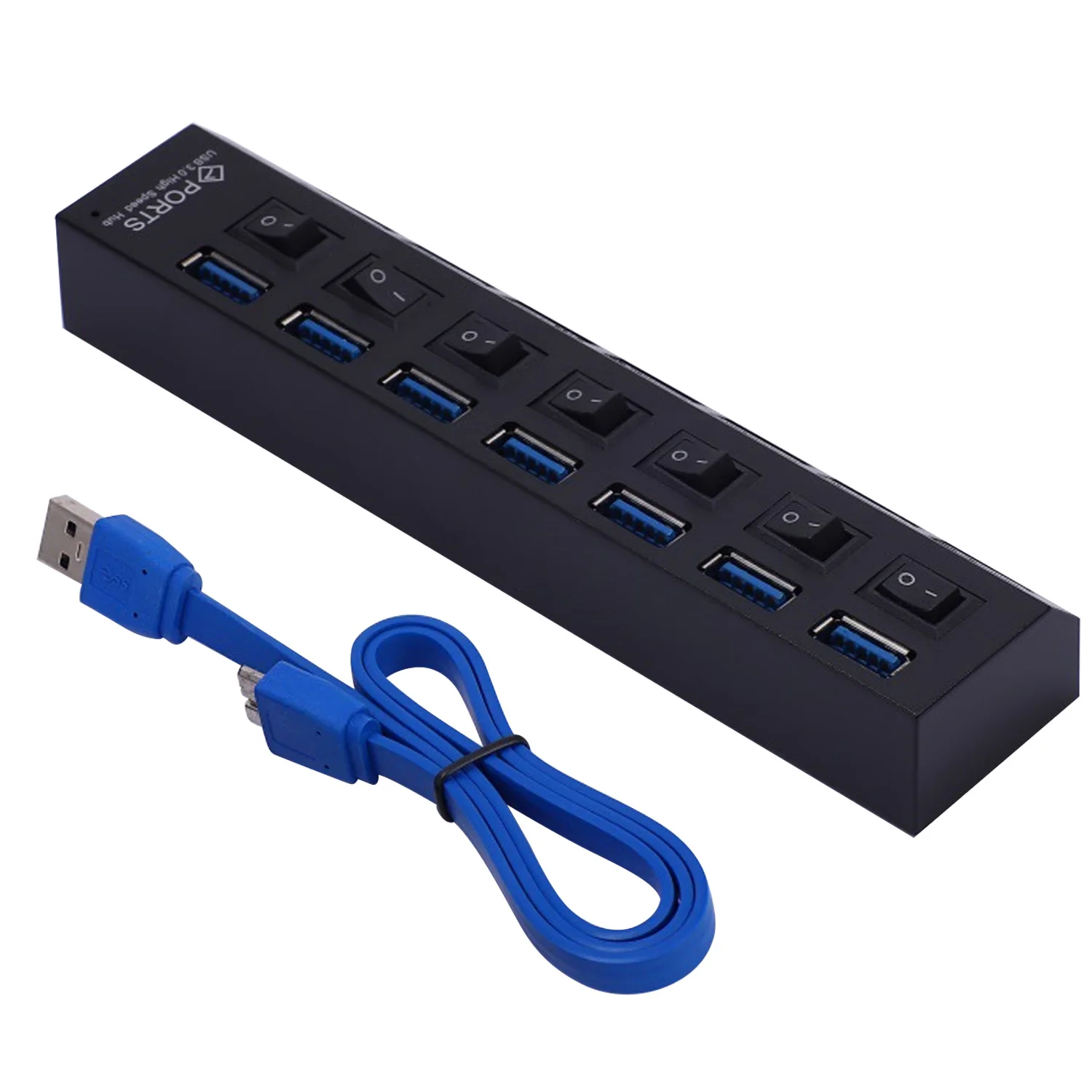 VONET 7-Порты и разъёмы высокое Скорость USB 3,0 USB3.0 концентратор с индивидуальным Мощность коммутаторы для портативных ПК компьютер Тетрадь аксессуары - Цвет: Black