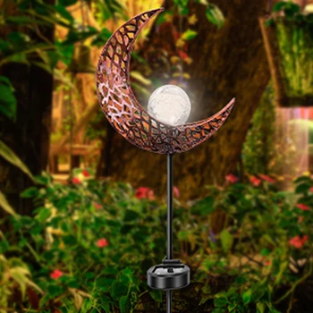 

Outdoor Waterproof LED Solar Lights Moon/Flame Design Glass Solar Stake Night Lights Home Garden Yard Decoration Lights new
