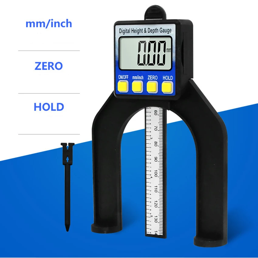  Digital Height and Depth Gauge with Magnet Based mm/Inch 0-80mm Depth Ruler Woodworking Table Saw H