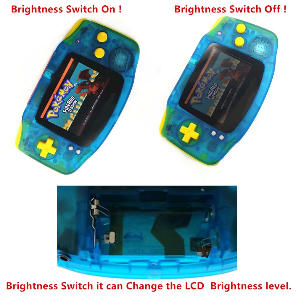 

Refurbished For Game Boy GBA Console With AGS-101 Backlight LCD Console - Noctilucent Crystal Clear Blue Case Yellow Buttons