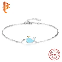 BELAWANG прекрасный стерлингового серебра 925 пробы синяя эмаль цепь из дельфинов браслет для женщин девушка мода Регулируемый браслет из серебра, ювелирные украшения