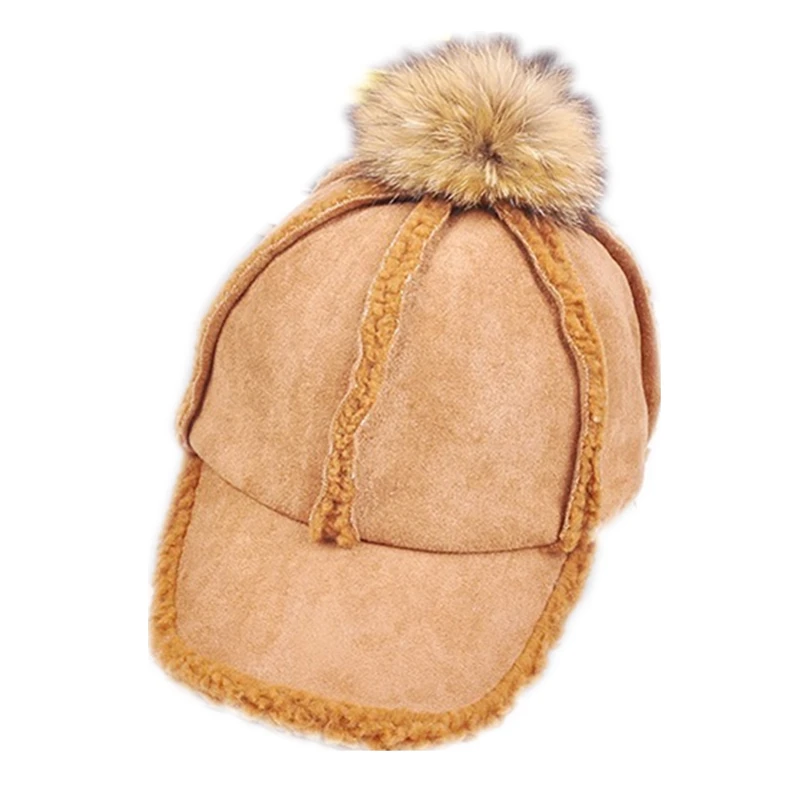 Infant Boy Cute Baby Berets winter warm Infant Boy Girl fur pom bobble
