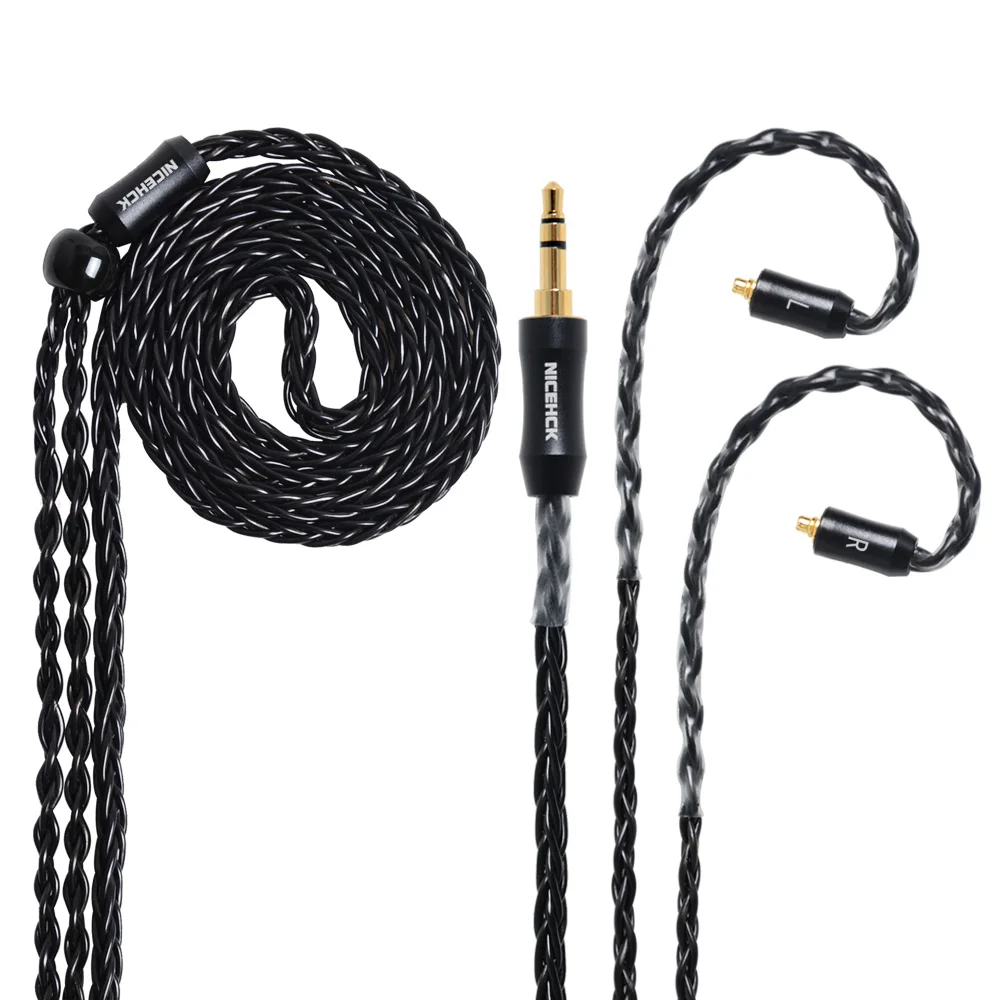 

NICEHCK MMCX/2Pin Connector 3.5/2.5/4.4mm Balanced 8 Core Plated Silver Cable For ZS10 AS10 BA10 NICEHCK NK10/M6 With Ear Hook