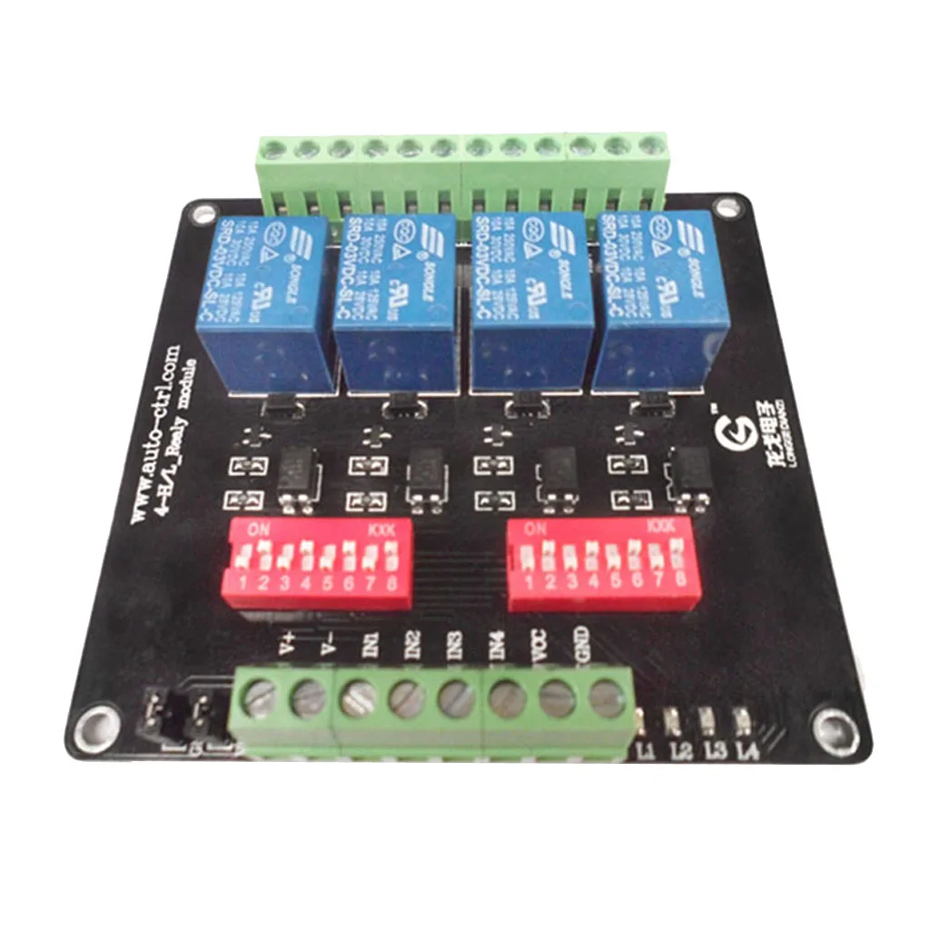 4-Channel 3V/5V/12V/24V Relay Board Module with Optocoupler High / Low Level