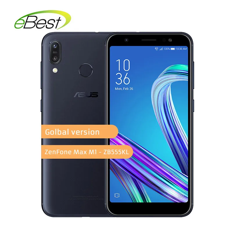 ASUS ZenFone Max M1 ZB555KL 4G LTE Смартфон Android 8,0 5,5 дюйма 4000 mAh Батарея двойной сзади Камера 13MP+ 8MP мобильного телефона