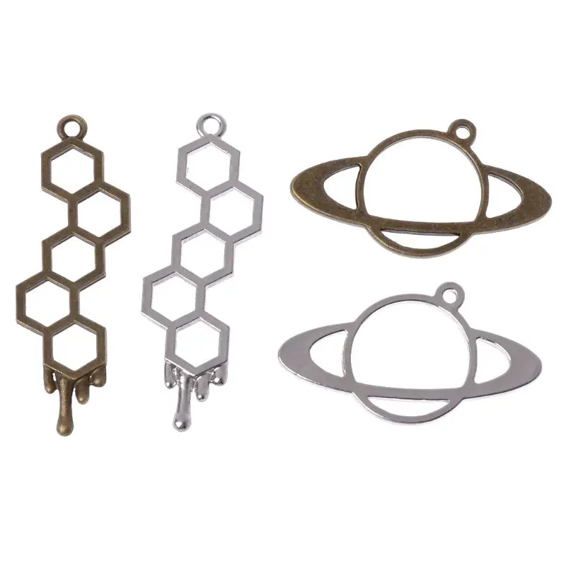 

5Pcs Honeybee Planet UV Frame Pendant Open Bezel Setting UV Resin Jewelry DIY Metal Frame Jewelry Charms Bezel Setting