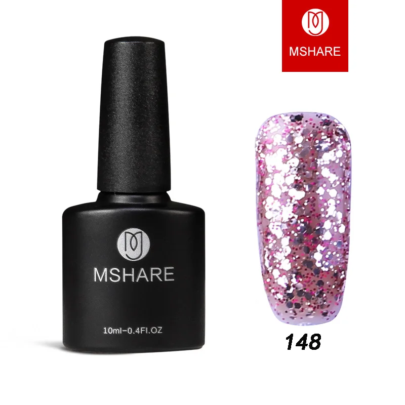 

MSHARE 2017 Glitter Nail Gel Polish Bling Soak Off Starry Gel 3D Effect UV LED Gel Sequins Nail Art Blue White Lacquer Polish