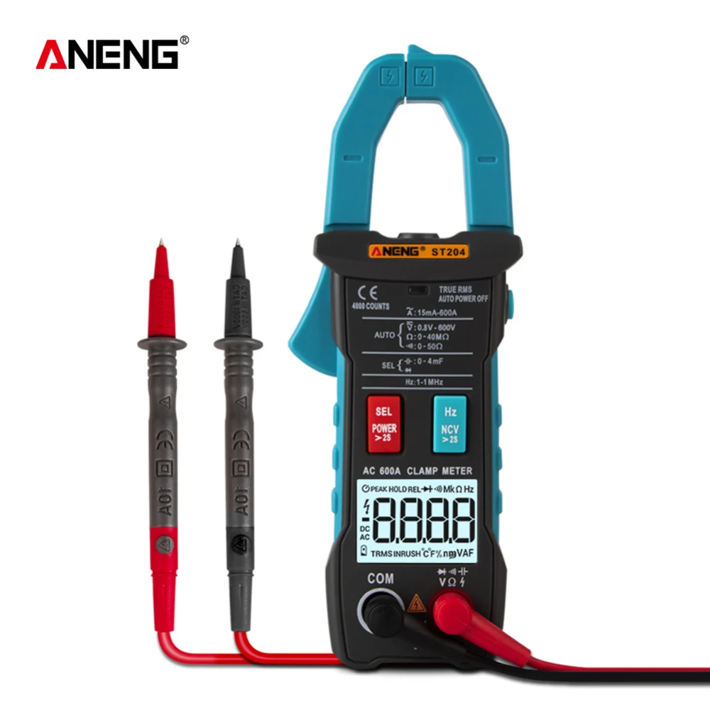 

ST204 Digital Clamp Meter Multimeter 4000counts True RMS Mini Amp DC/AC Clamp Meters voltmeter Automatic Range