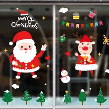 

[SHIJUEHEZI] Christmas Window Sticker Santa Claus Wall Decals DIY Home Decor Sticker for Restaurant Shop New Year Decoration