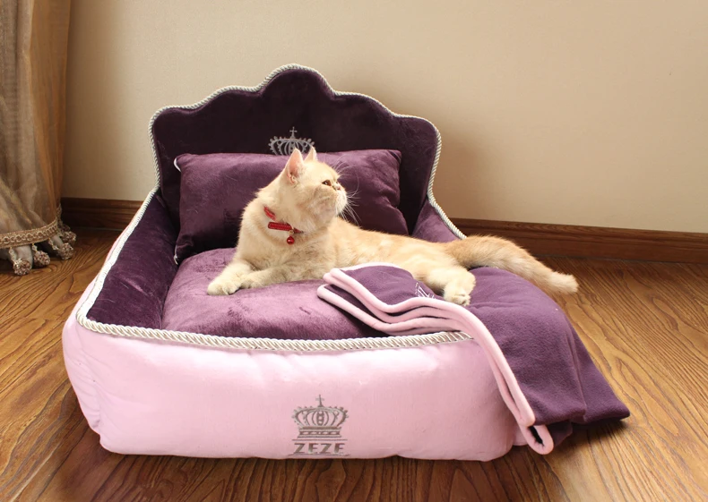 Luxury Noble Princess Dog Bed With Pillow Blanket Washable Pet Bed Cat Bed Mat Sofa Dog House Nest Sleep Cushion Kennel