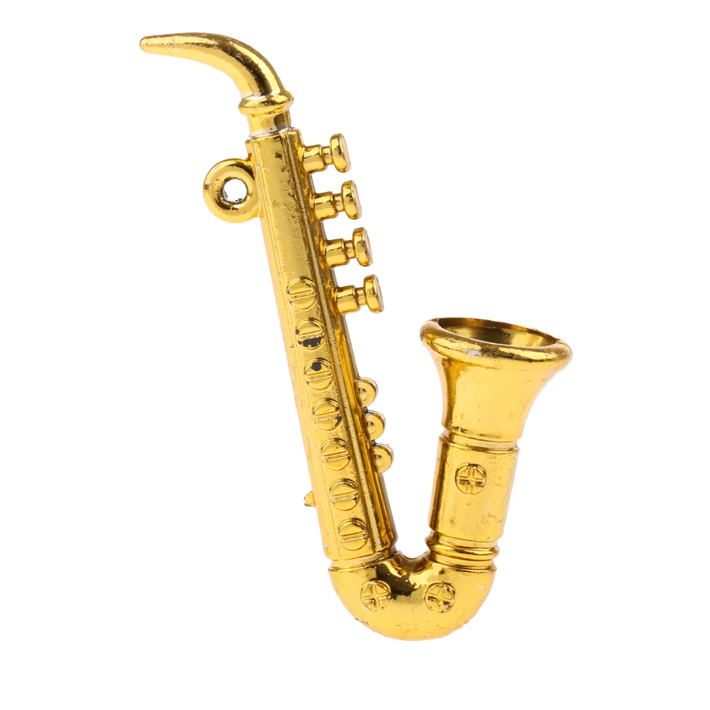 1/12 Dollhouse Miniature Musical Instrument Plastic Saxophone Model Figures Toy Accessory - Fit for House Garden Room Decro