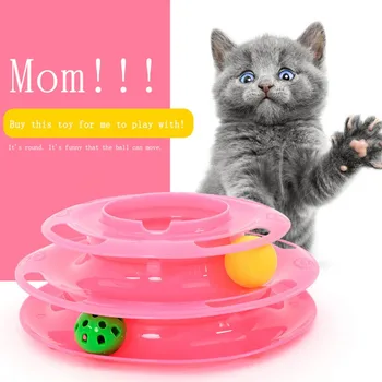 

Disk Interactive Amusement Plate Funny Pet Toys Cat Ball Play Disc Trilaminar Turntable Intellectual Cat Scratcher Toy Gatos
