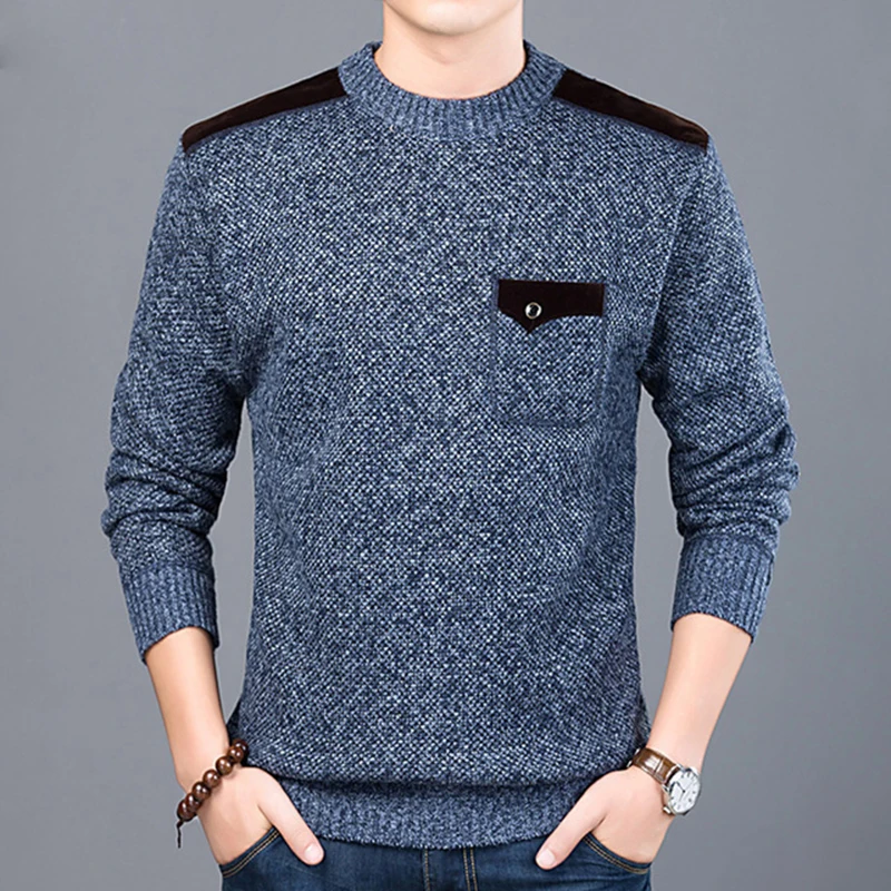 Модный брендовый свитер для мужчин пуловеры Slim Fit вязаные джемперы с круглым вырезом Осень корейский стиль повседневная одежда мужской