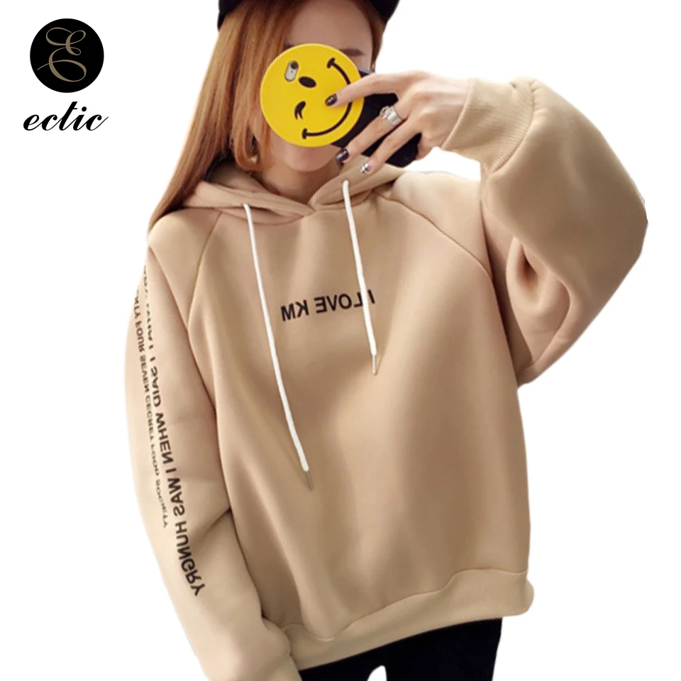 

Harajuku Streetwear Oversized Sweatshirt Cute Pink Khaki Hoodie Poleron Mujer 2019 Korean Style Clothes Plain Thick Hoodie Women