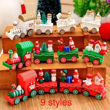 

New Mini Christmas Wooden Train Tree Wood Ornament Decoration Xmas Children Kid Toy Vehicles Gift