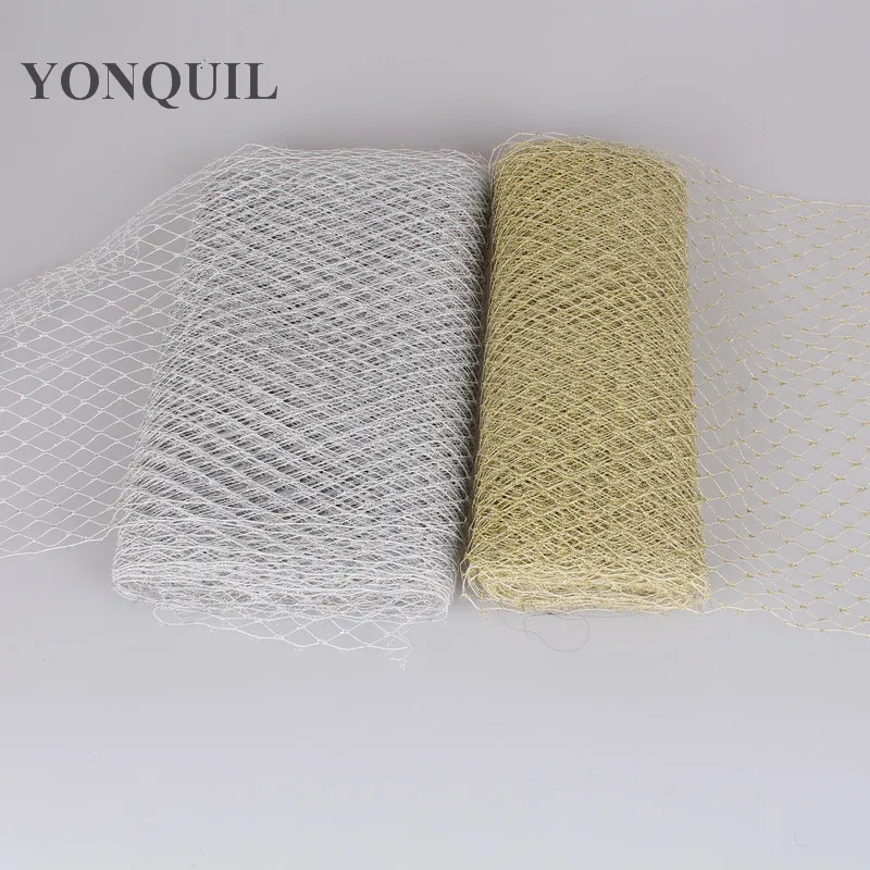 

Free Shipping 10 yards per lot silver,gold Birdcage veil 23CM Width Russian Veiling DIY hair accessories Netting wedding veils