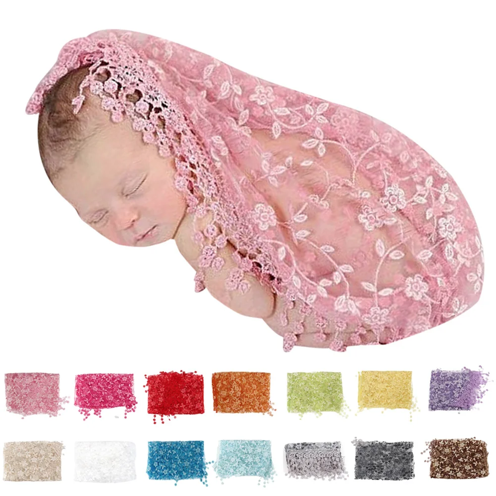 

Cute Lace Newborn Baby Photography Swaddling Wrap Stylish Blanket Lace Flower Baby Photo Costume Props Swaddling Blanket