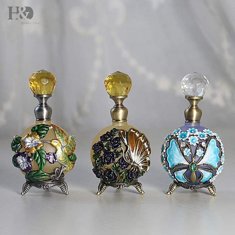 H&D 3 Kinds Vintage Bottles Magical Butterfly Refillable Empty Crystal