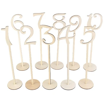 

10Pcs/set Wooden Table Numbers Stick Signs Wood 1-30 Numbers Stand Place Holder for Wedding Party Table Decorations