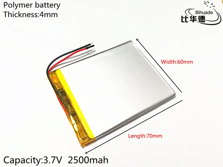 10 шт./партия 3,7 в 2500 мАч 406070 литиево-полимерный lipo аккумуляторные батареи для PAD gps psp Vedio