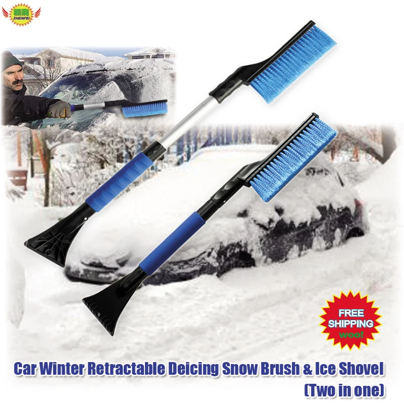 

Car accessories Winter handle snow removal frost scraper Shoveling Retractable Deicing Snow Brush & Ice Shovel Two in one