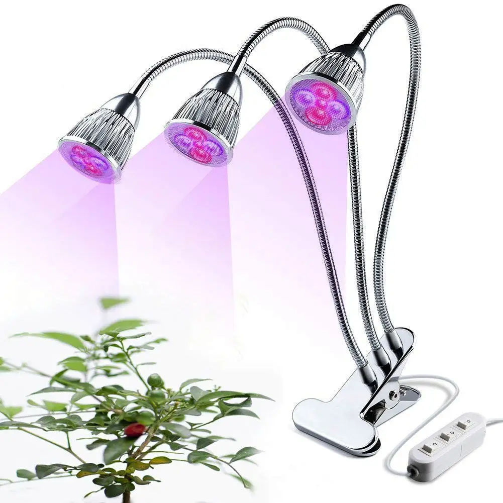 

3 Heads 15W Led Grow Light With Clip Flexible Plant Flower Vegetable Growing Lamp For Office Home Greenhouse Hydroponics WWO66
