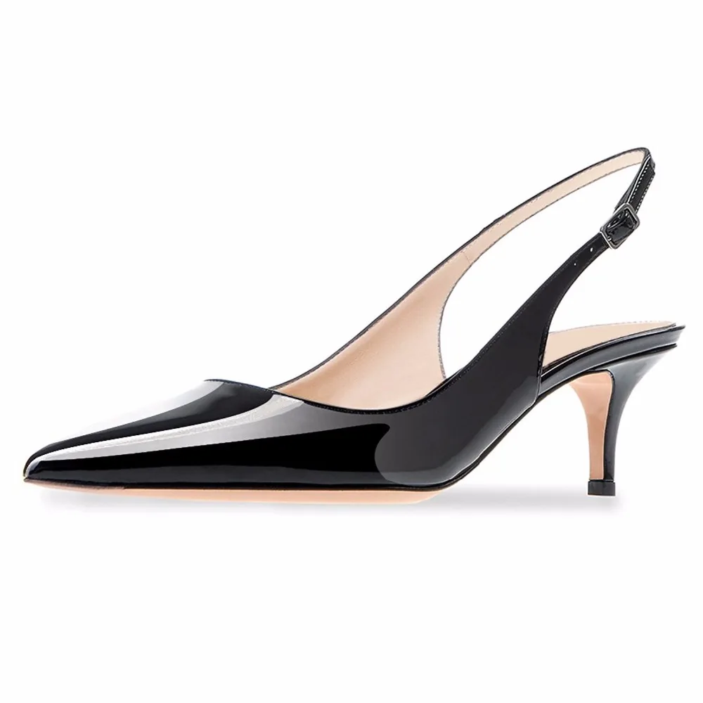 DoraTasia Womens Suede Pointed Toe Slingback Pumps Ankle Strap Kitten Low Heels Dress Pumps