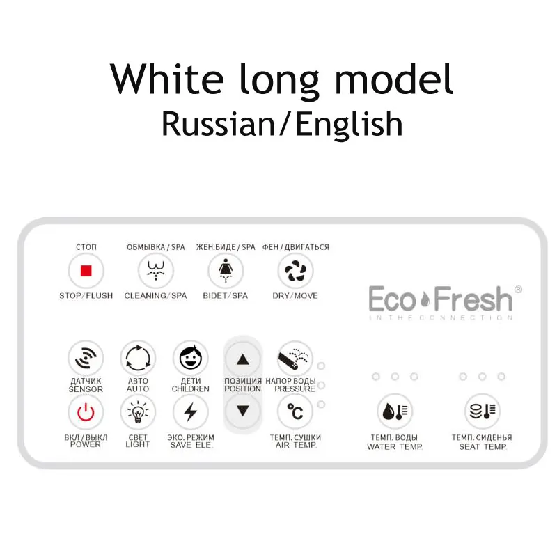 Ecofresh Смарт сиденье для туалета удлинение Электрический биде крышка тепло сидит свет интегрированный детский стул - Цвет: Long White Model