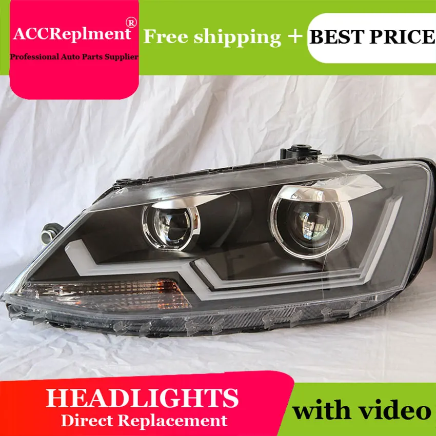 

Auto Lighting Style LED Head Lamp for VW Jetta led headlights 2011-2014 Cob Line Volks Wagen drl H7 hid Bi-Xenon Lens low beam