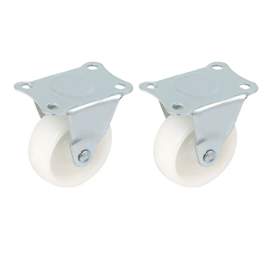 UXCELL Furniture Rectangle Fixed Metal Top Plate 2 Diameter Caster Wheel White 2Pcs