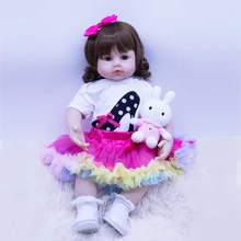 Cheap Exclusive new 58 cm baby girl silicone dolls cotton body reborn newborn doll toys for children real Non-toxic bebe gift reborn